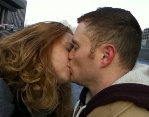 Our first kiss as a married couple.