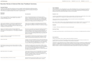 jld-2-Heuristic Review & External Site User Feedback Summary